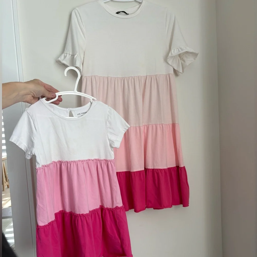 Mommy and Me Matching Pink and White Dresses Family Matching Spring Dress - Picture 2 of 2